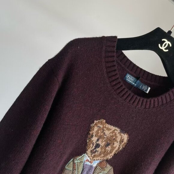 Polo Ralph Lauren Maroon Sweater with Bear Motif - Picture 4 of 6
